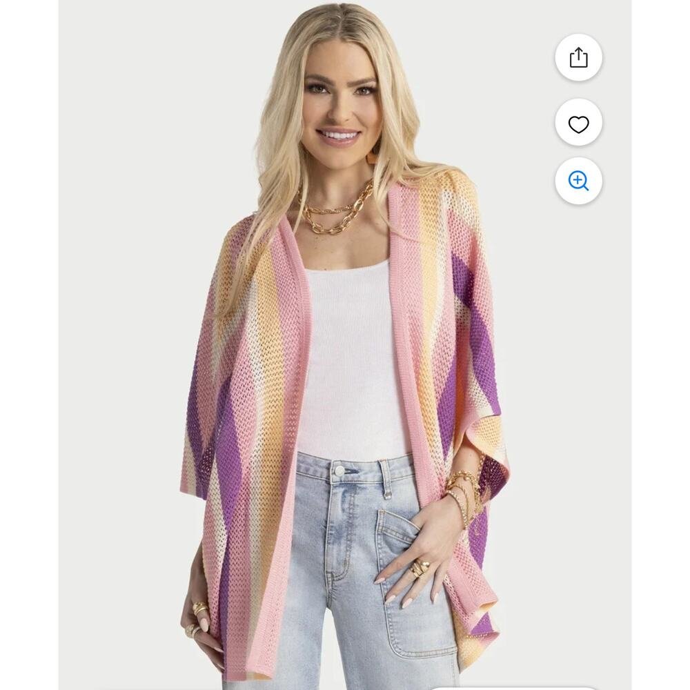 Colorful Pastel Jessica Simpson Cordelia Pointelle Kimono Multicolor Size Small
